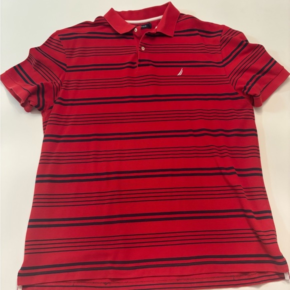 Nautica Red Striped Polo Shirt Men’s XXL Classic Fit Cotton Short Sleeve - Picture 1 of 4